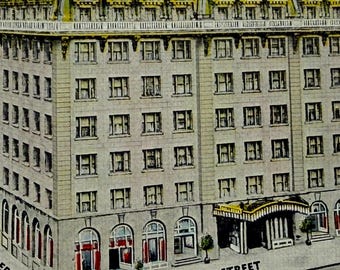 Hôtel Bellevue, Hôtel de prestige, San Francisco, Californie, carte postale ancienne en lin