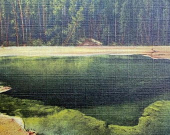 Emerald Pool, Black Sand Basin, at Yellowstone National Park, Vintage Linen Postcard