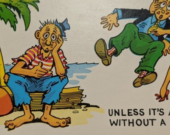 From "Lustercomics" by Tichnor Bros, Vintage Humorous Postcard "Man Without a Country"