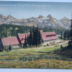 Carte postale vintage Paradise Inn et Tatooshh, parc national Rainier, Washington