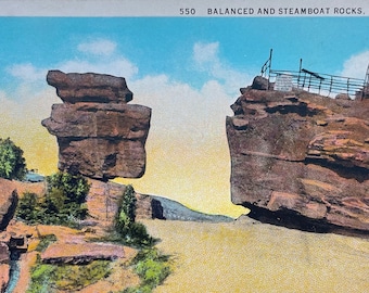 Balanced Rock and Steamboat Rock, Garden of the Gods, Colorado Springs, Colorado, Vintage Postcard