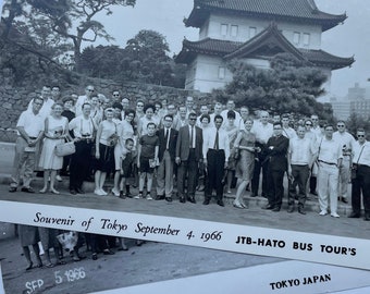 Set of Two Souvenir Photos from Tokyo, Japan, 1966, JTB-HATO Bus Tours Vintage Postcard