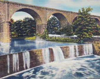Pair of 2 Entrances into Fairmount Park, Wissahickon Creek Bridge and Aqueducts, Philadelphia, Pennsylvania, Vintage Postcards