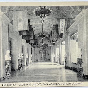 Carte postale Galerie des drapeaux et des héros, Union panaméricaine, Washington DC