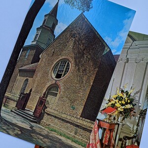 Paire de Bruton Parish Church, Williamsburg, Virgina, cartes postales vintage