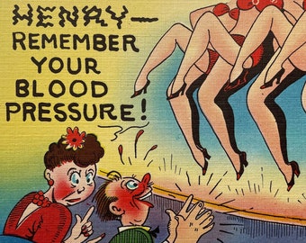 Henry, Remember Your Blood Pressure, Funny Can Can, Vintage Postcard