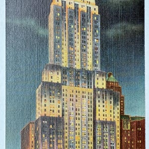 Carte postale Le bâtiment Palmolive la nuit, Chicago, Illinois, carte postale vintage