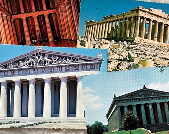 5 Postcard Parthenon Pack, 1 Greek Parthenon, 4 Nashville Parthenon, Vintage Postcard Set