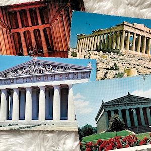 5 Postcard Parthenon Pack, 1 Greek Parthenon, 4 Nashville Parthenon, Vintage Postcard Set