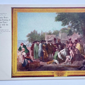 Paire d'oeuvres d'art de la série Independence à la Pennsylvania Academy of Fine Arts, Benjamin West Treaty et Washingtons's Chair, Cartes postales anciennes