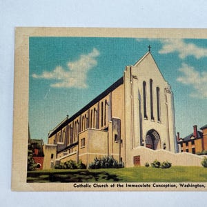 Carte postale Église catholique de l'Immaculée Conception, Washington, Pennsylvanie, vintage Carte postale en lin