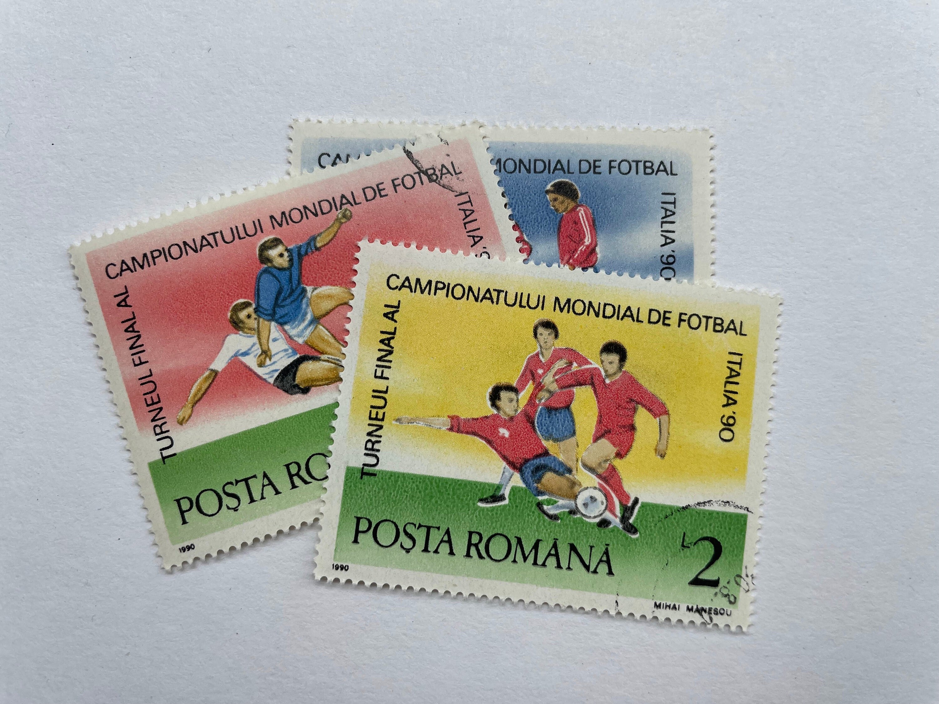 3 (Mondial Futbol Italia 90 kampioenschap) Posta Romana Turneul Finale al Campionatului Mondial De Futbol Italia '90 Vintage postzegel
