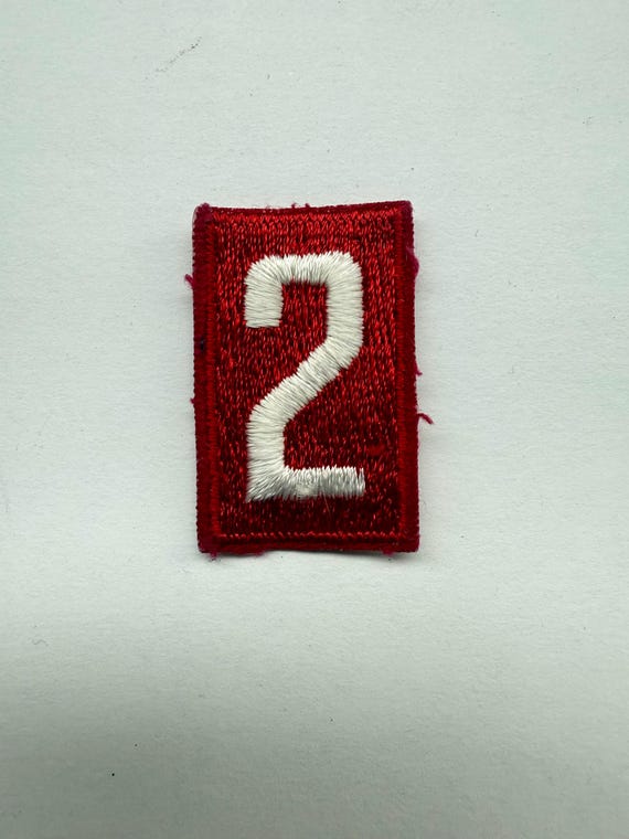 Number Two Patch, White Number Two, Red Backgroun… - image 1