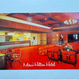 Carte postale vintage Maui Hilton Hotel à Kaanapali Beach, Lahaina, situé à West Maui, Hawaï, Carte postale