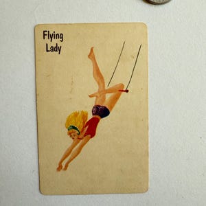 Carte à jouer Flying Lady Trapeze, aérienne, vintage par Whitman