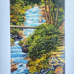 Carte postale La première des sept cascades le long du chemin Turkey, Leonard Harrison State Park, Grand Canyon, Wellsboro, Pennsylvanie, carte postale vintage
