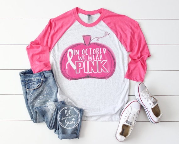In October We Wear Pink Pumpkin Breast Cancer Awareness T-Shirt In October We Wear Pink Pumpkin Breast Cancer Awareness T-Shirt
