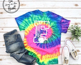 Tie Dyed Mascot School Shirt, Falcon Pride , Custom School Spirit Shirt, Go Bears, Team Falcons, Matching Team Shirts, Custom Tie Dye Team