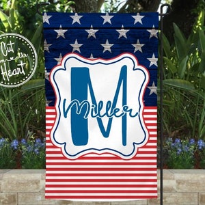 Custom July 4th Flag, Personalized Patriotic Garden Flag, Patriotic Flag, Custom Summer Flag, Patriotic Yard Decor, Stars and Stripes Flag