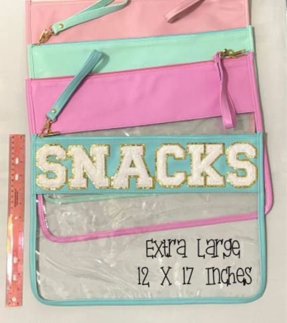 Snacks Travel Bag Clear Snack Bag Chenille Patch Bag Extra Etsy