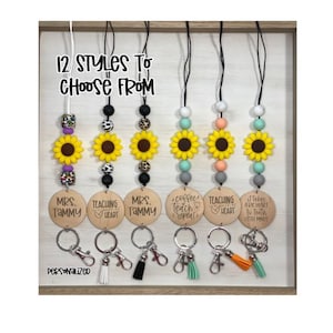 Teacher Lanyard, Teacher Badge Holder, Sunflower Lanyard, Cactus Lanyard, Apple Lanyard, Teacher Gift, Teacher Lanyard or Badge Reel