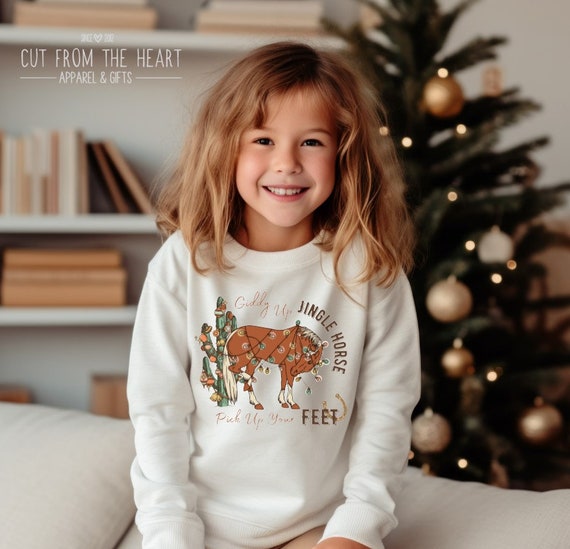 Giddy Up Jingle Horse Kids Western Christmas, Kids Cowboy Santa Christmas, Kids Horse Sweatshirt, Cowboy Christmas, Western Christmas Shirt