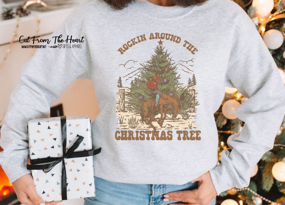 Cowboy Christmas Family Matching, Cowboy Bucking Horse, Kids Western Christmas Shirt, Christmas Cactus Bucking Horse Shirt, Cowboy Christmas