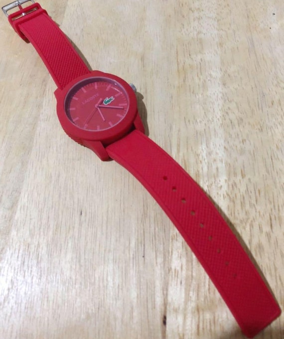 Lacoste red quartz silicone watch - image 3