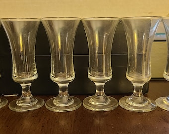 6 Vintage Barware Clear Glass Whiskey Shot Cordial Dessert Trifle Glasses