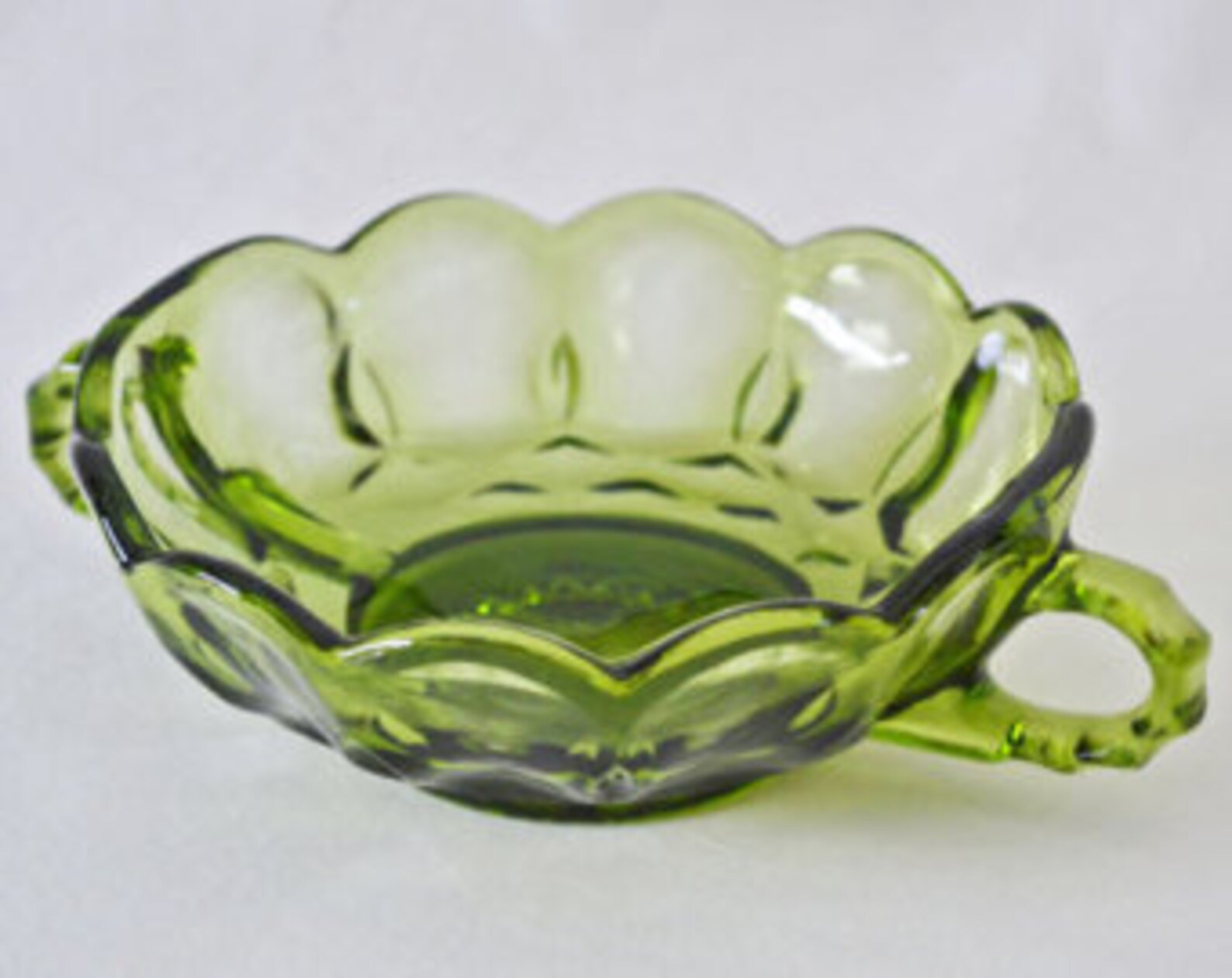 Vintage Green Glass Bowl With Handles Etsy Sweden