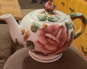 Vintage Lefton Americana Rose Tea Pot