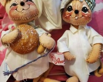 Annalee Mouse "Baker" Dolls Set - Vintage Collectible RARE!