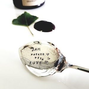 Jam Packed With Love - Unique Hand Stamped Jam Spoon - Silverplated Jelly Spoon - Vintage Spoon - Vintage Jam Spoon - Vintage Flatware