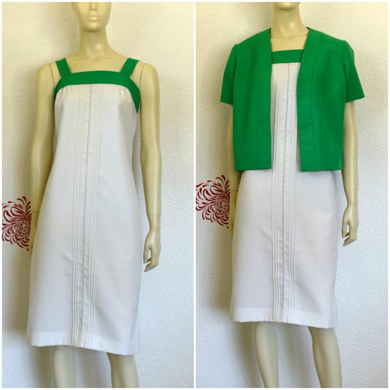 white sheath dress with jacket