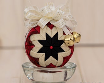fabric ornament no sew Christmas ornament gold bow stars violet and sparkle purple fabrics and wreath charm Holiday quilted ornament
