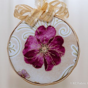 Quilted Flower Ornament - no sew quilted 3&quot; half ball ornament, fabric ornament