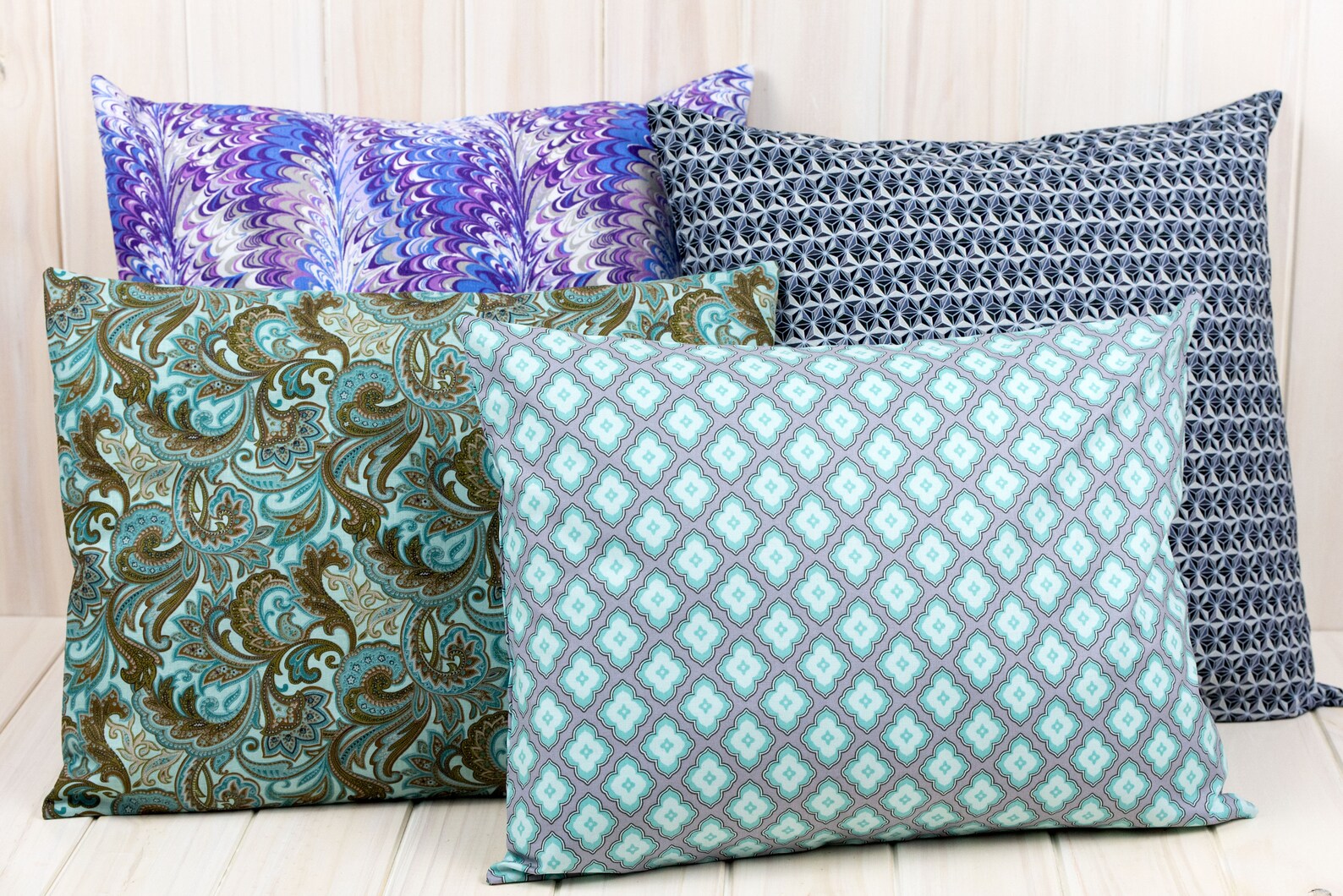 Pillow Covers Envelope Pillow Covers 12x16 & 16x16 Black Faceted