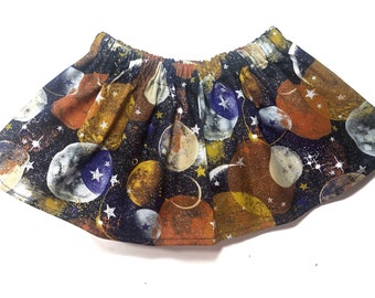 Glittery Planets, Moon, and Stars Astrology Skirt (Multiple Sizes Available)