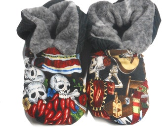 Skeletons and Chili Peppers Baby Booties (fits most 0-18 months)