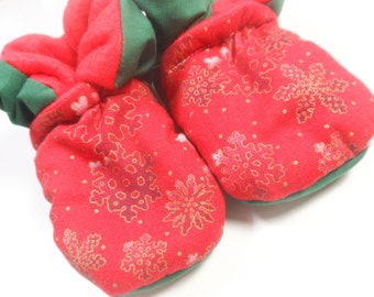 Red Snowflake Christmas Baby Booties (One Size Fits Most 0 - 18 Months)