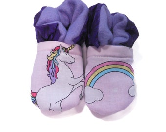 Pink Rainbow Unicorn Baby Booties (One Size Fits Most 0-18 Months)