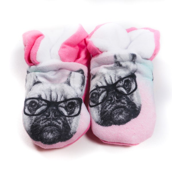 French Bulldog Wearing Glasses Baby Booties (One Size Fits Most 0-18 Months)