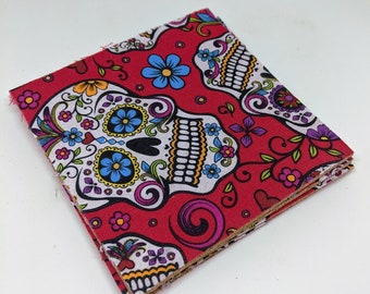 Sugar Skull Cork and Fabric Coasters - Set of 4