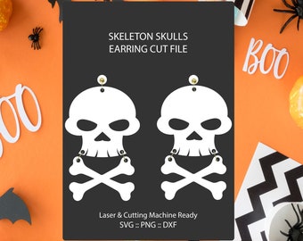 Skeleton Skull Earrings SVG | Skull Earrings SVG