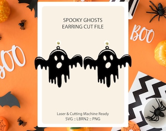 Spooky Ghosts Laser Halloween SVG Cut File | LightBurn File Included | Cricut SVG, PNG