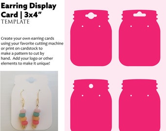 Mason Jar Earring Card Template, Earring Card SVG, Earring Card Holder, Earring Display SVG | Oorbelverpakking