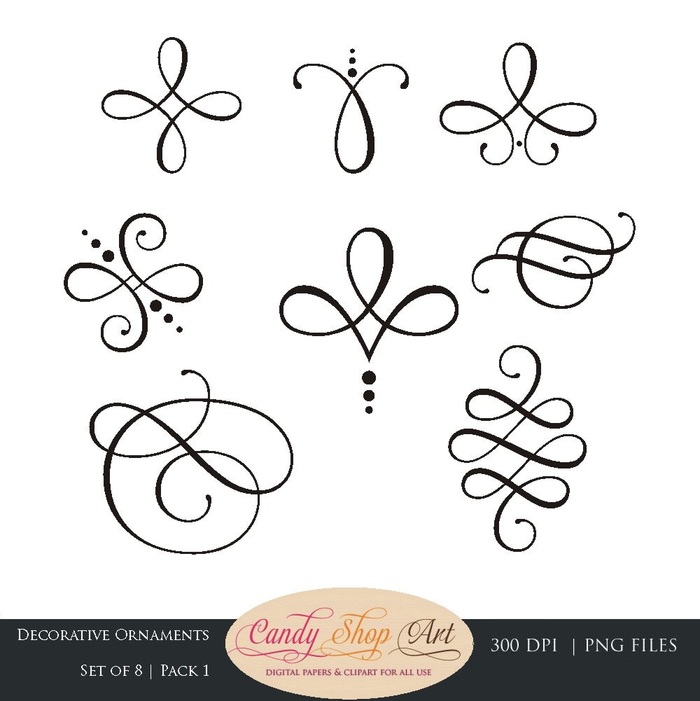 Instant Download Calligraphy Ornaments, Graphic Ornaments, Wedding Clip