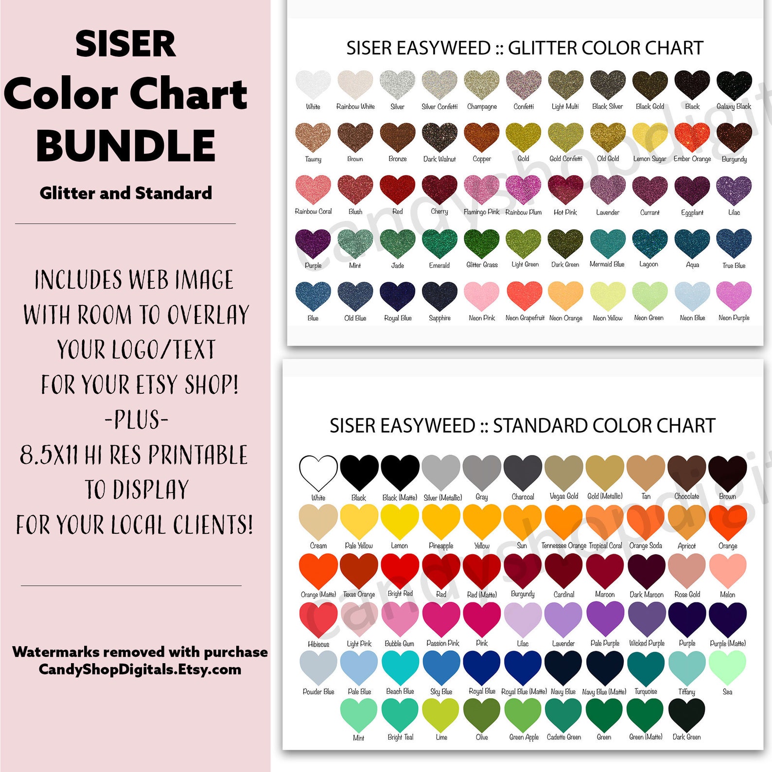 Siser Easyweed HTV Glitter and Standard Color Chart Bundle - Etsy Canada