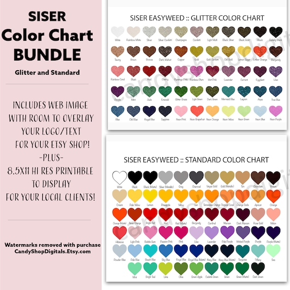 Siser EasyWeed HTV Glitter and Standard Color Chart Bundle - Business Tools