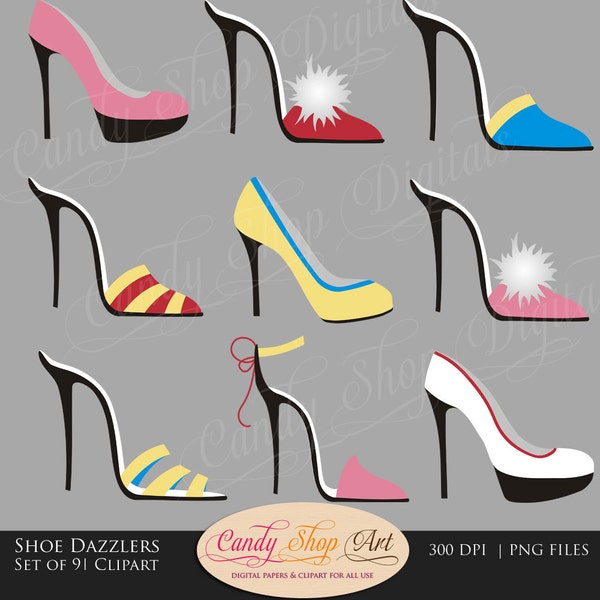 Instant Download - Shoe Dazzlers Shoe Clip Art, High Heel Shoes, Pumps, Digital Clip Art